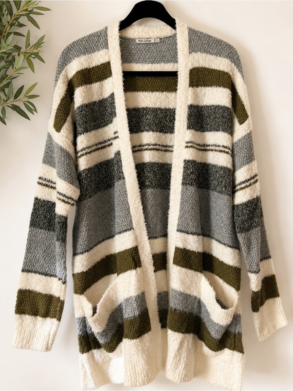 Stitch fix Pink Clover Millicent Striped Open-Front Cardigan Size Large | NWT - Picture 2 of 7